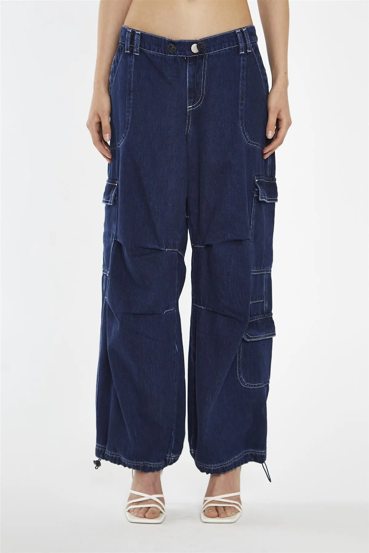 Indigo Stonewash Cargo Jeans