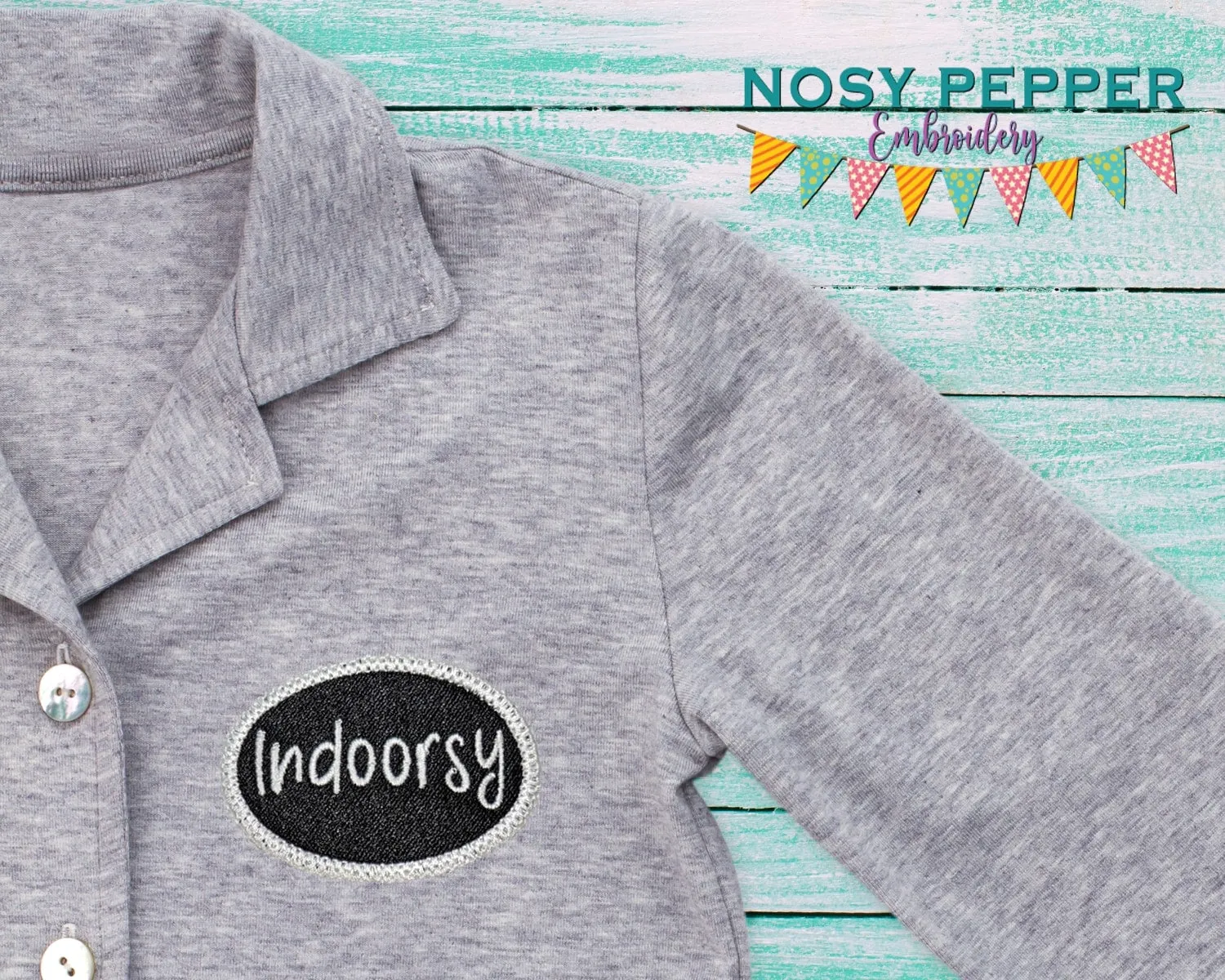 Indoors Patch machine embroidery design (2 sizes included) DIGITAL DOWNLOAD