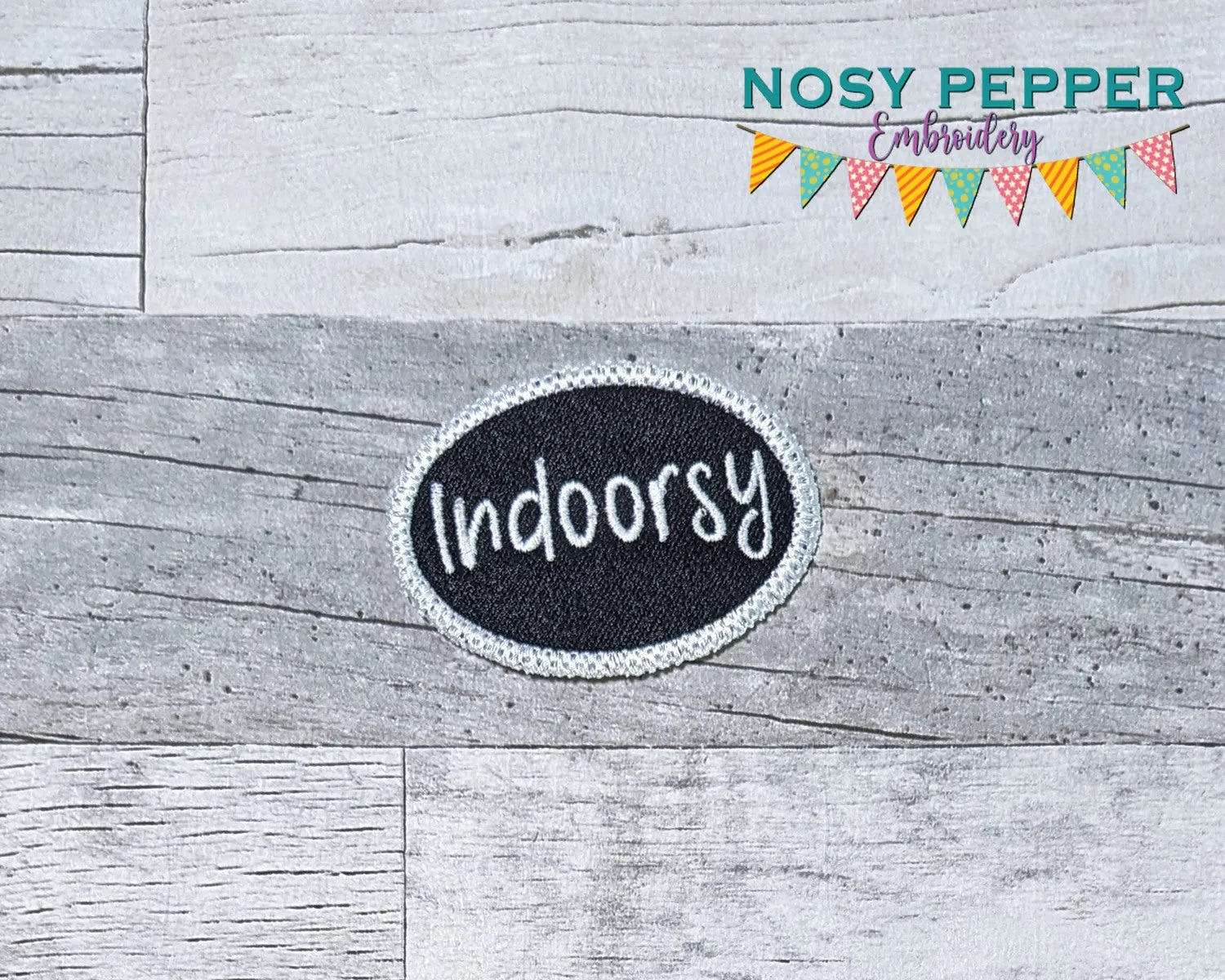 Indoors Patch machine embroidery design (2 sizes included) DIGITAL DOWNLOAD