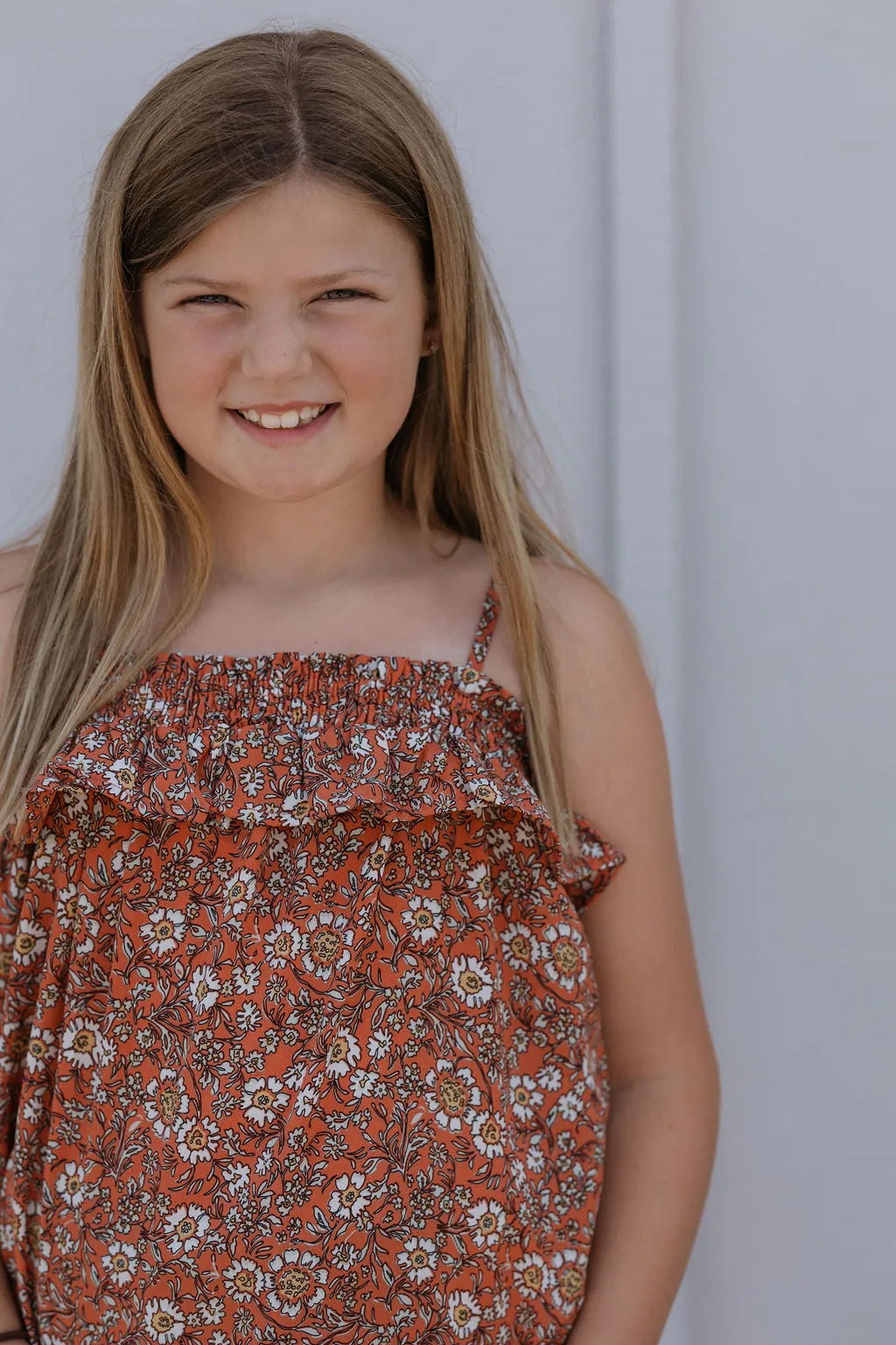 ISABELLA GIRLS SPAGHETTI STRAP RUFFLE TANK 2 COLOR OPTIONS