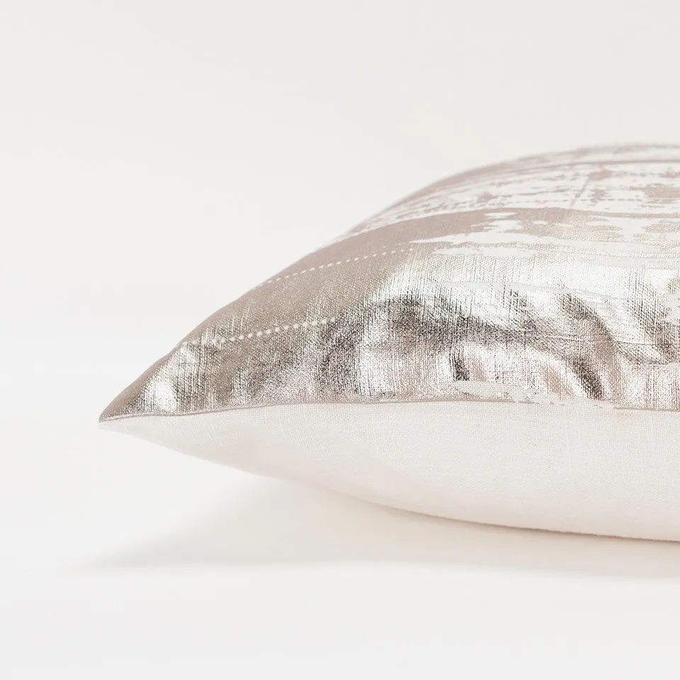 Ivory Distressed Brush Stroke Lumbar Pillow