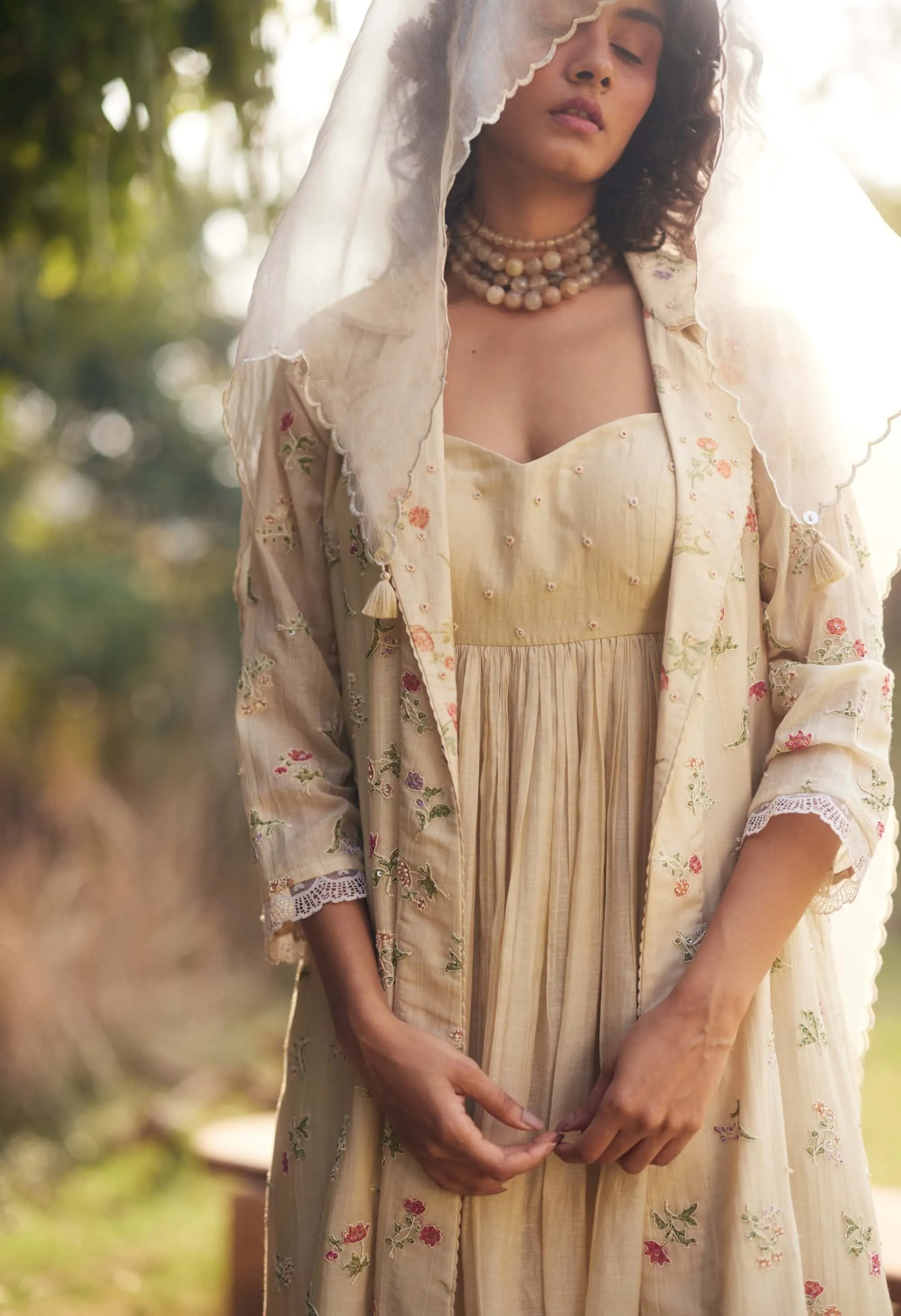 Ivory maxi jacket and dress set