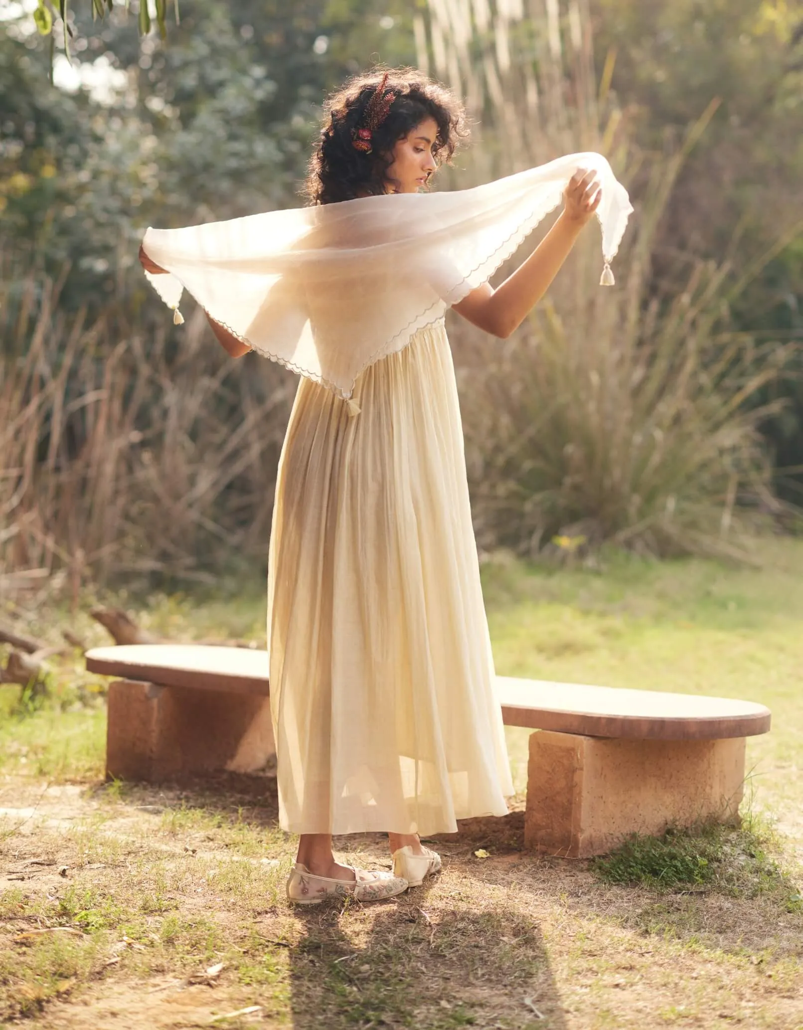 Ivory maxi jacket and dress set