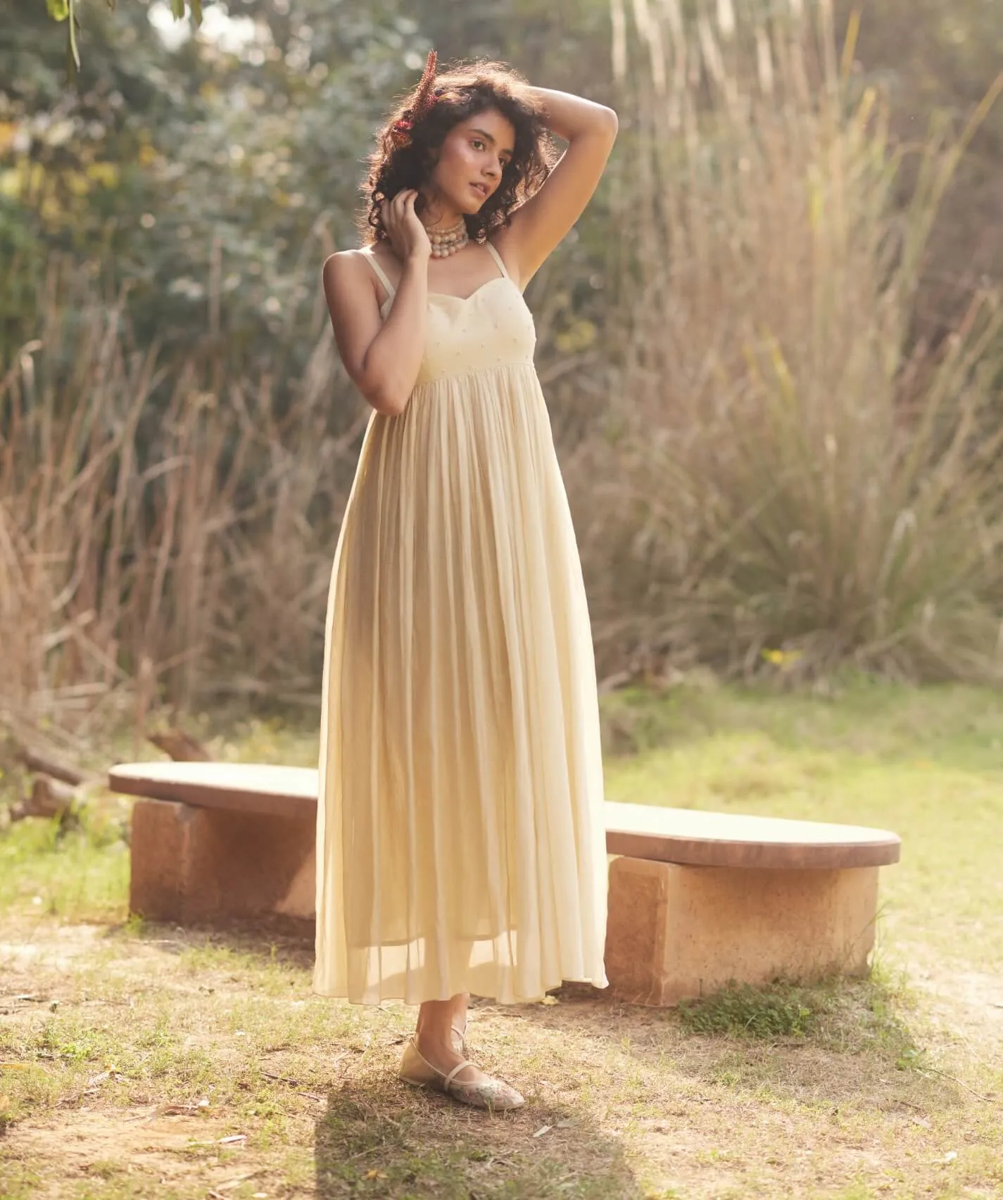 Ivory maxi jacket and dress set