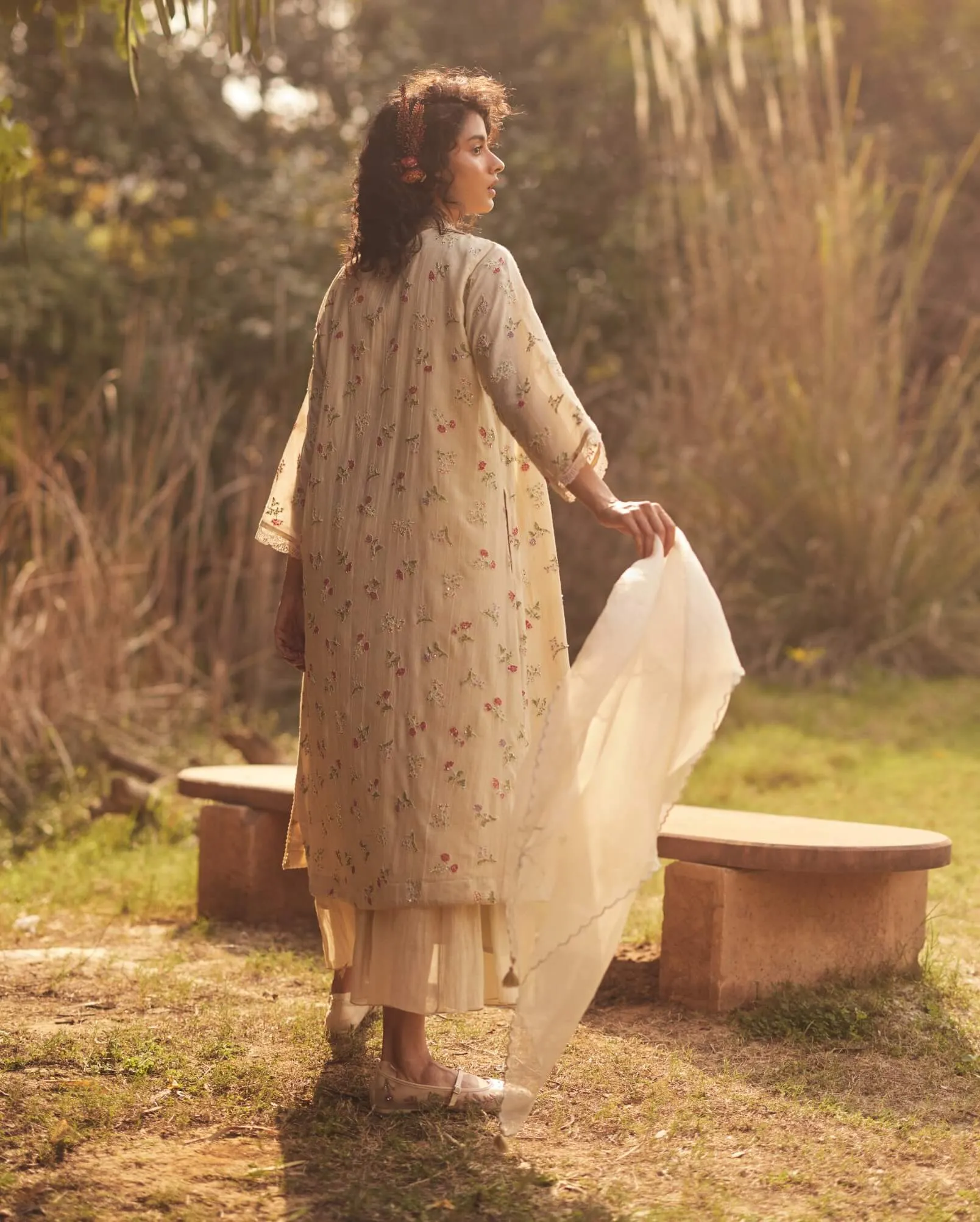 Ivory maxi jacket and dress set