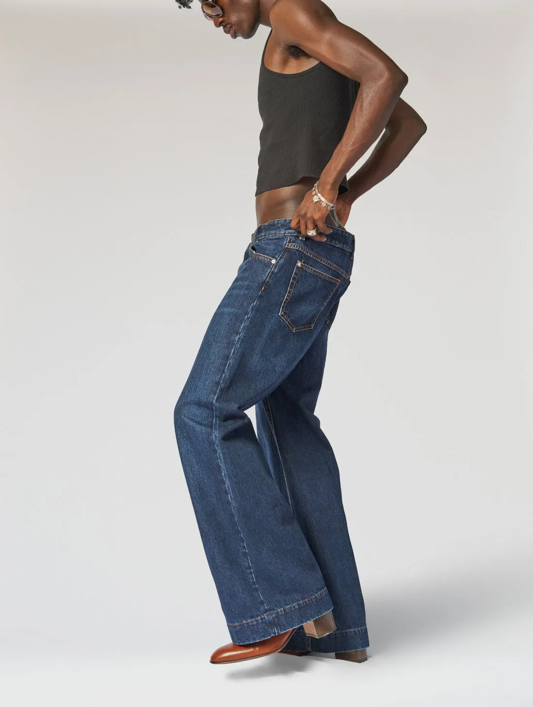 IZZY GIANT FLARE JEANS IN CLASSIC INDIGO - Unisex