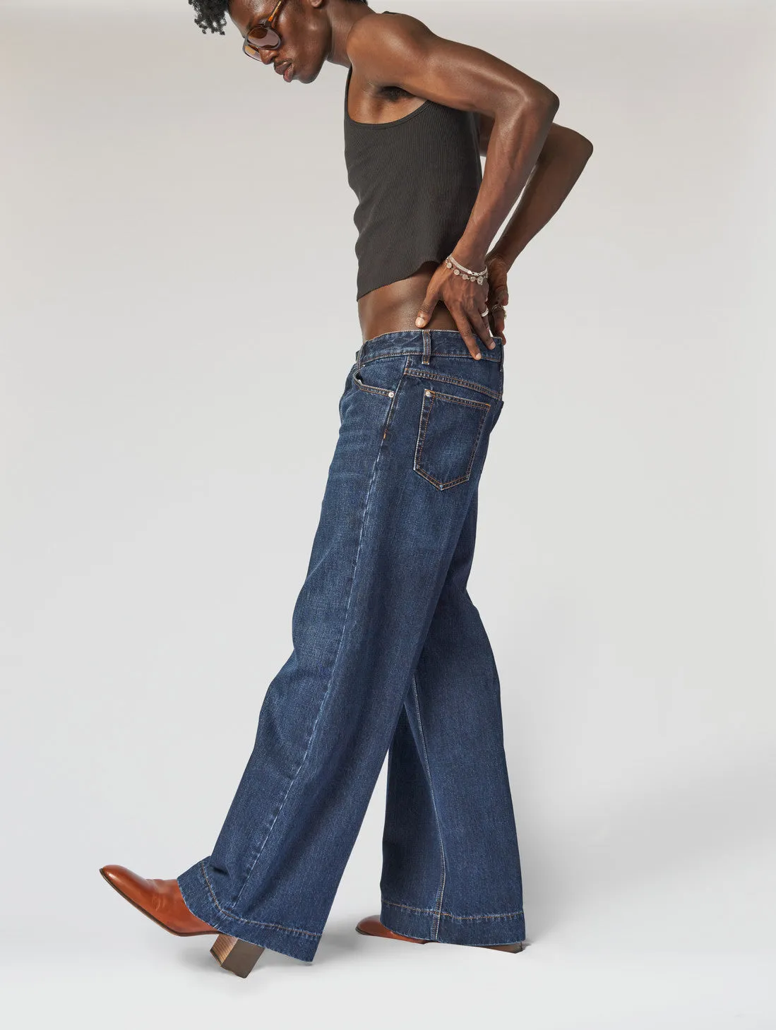 IZZY GIANT FLARE JEANS IN CLASSIC INDIGO - Unisex