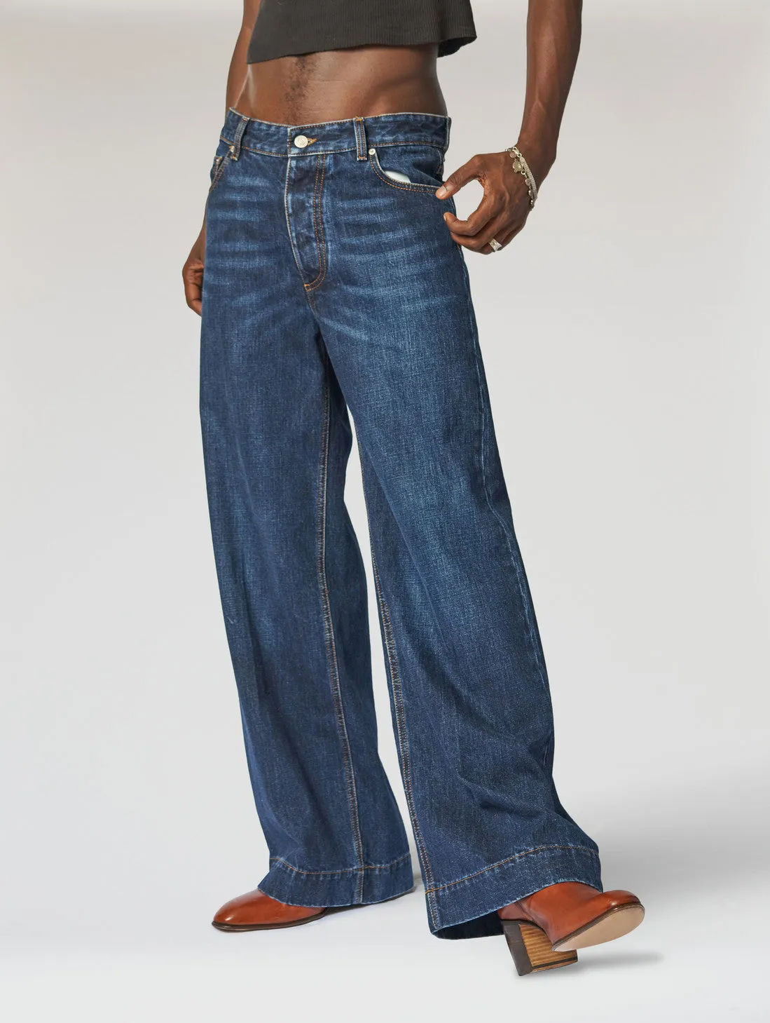 IZZY GIANT FLARE JEANS IN CLASSIC INDIGO - Unisex