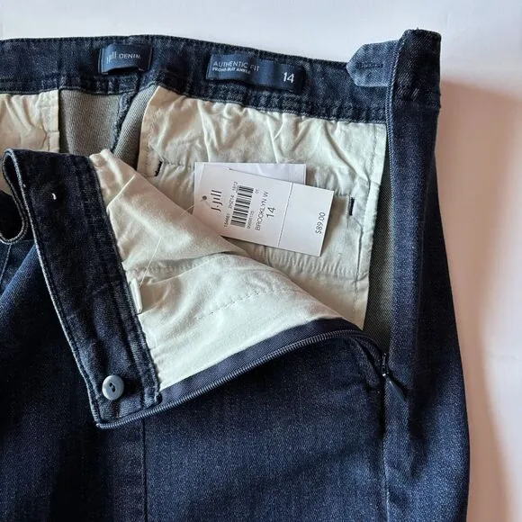 J. Jill Denim Brooklyn Authentic Fit Front Slit Ankle Jeans Size 14 NEW