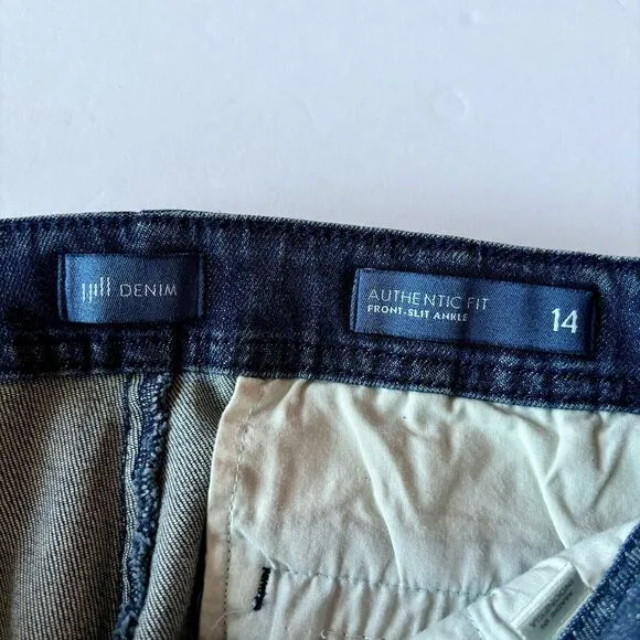 J. Jill Denim Brooklyn Authentic Fit Front Slit Ankle Jeans Size 14 NEW