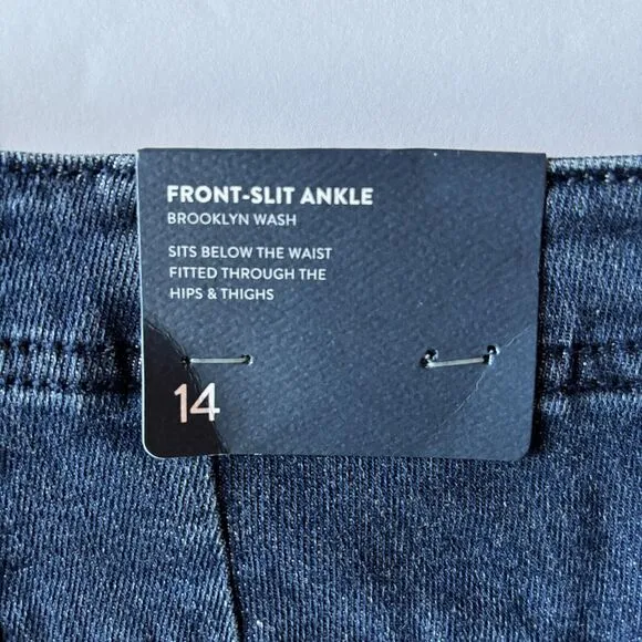 J. Jill Denim Brooklyn Authentic Fit Front Slit Ankle Jeans Size 14 NEW