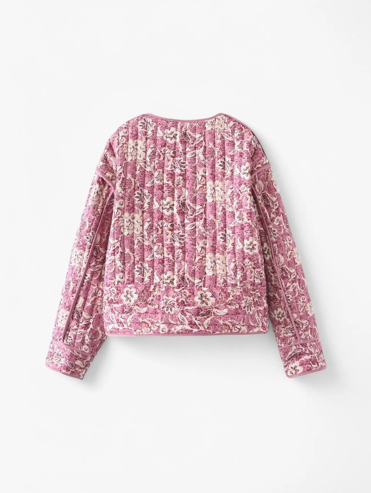 Jada | Women’s Floral Quilted Flower Lightweight Button-Up Puffer Jacket Coat