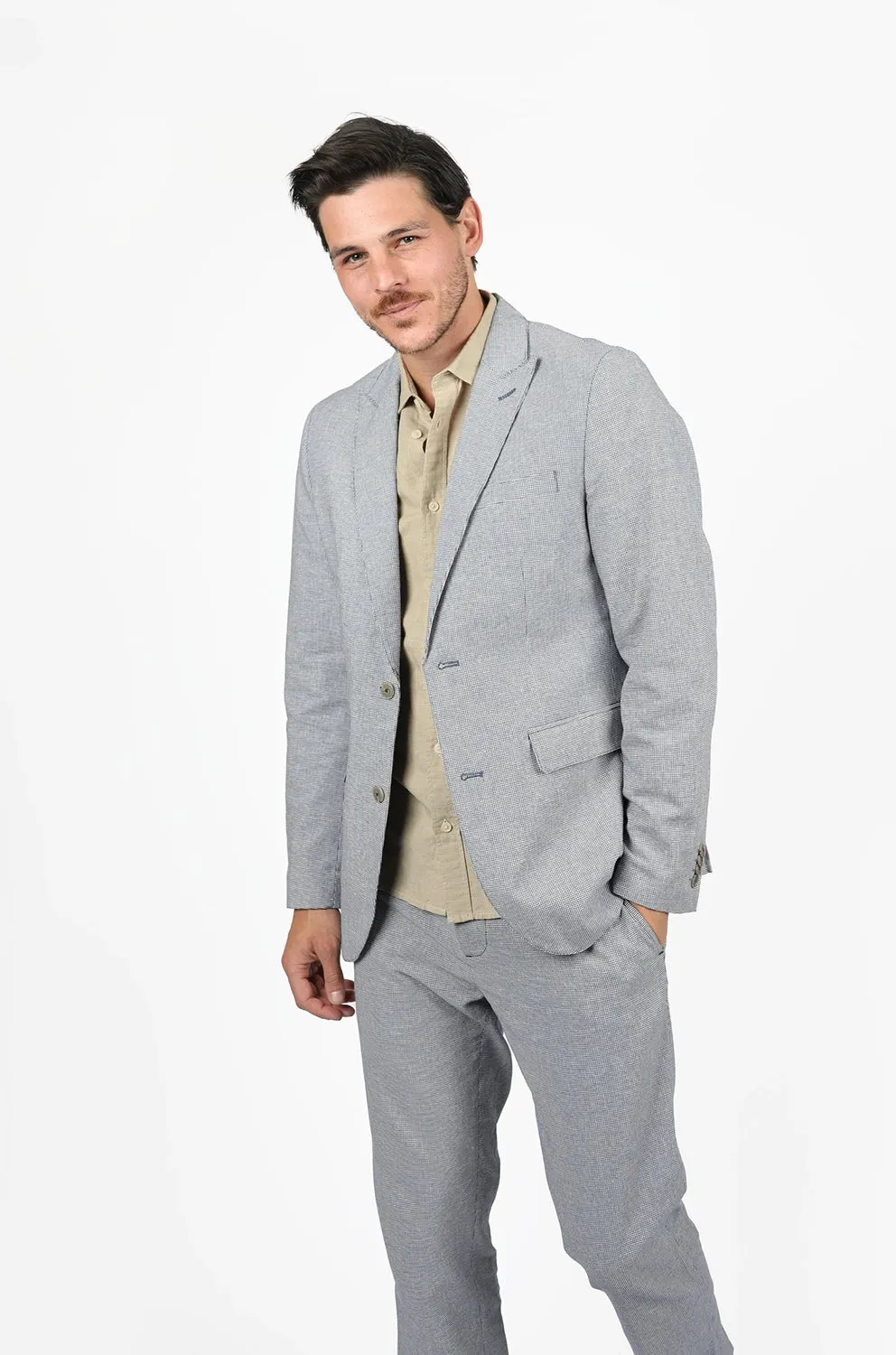 JAMES HARPER LINEN COTTON BLEND HOUNDSTOOTH BLAZER JHJ116