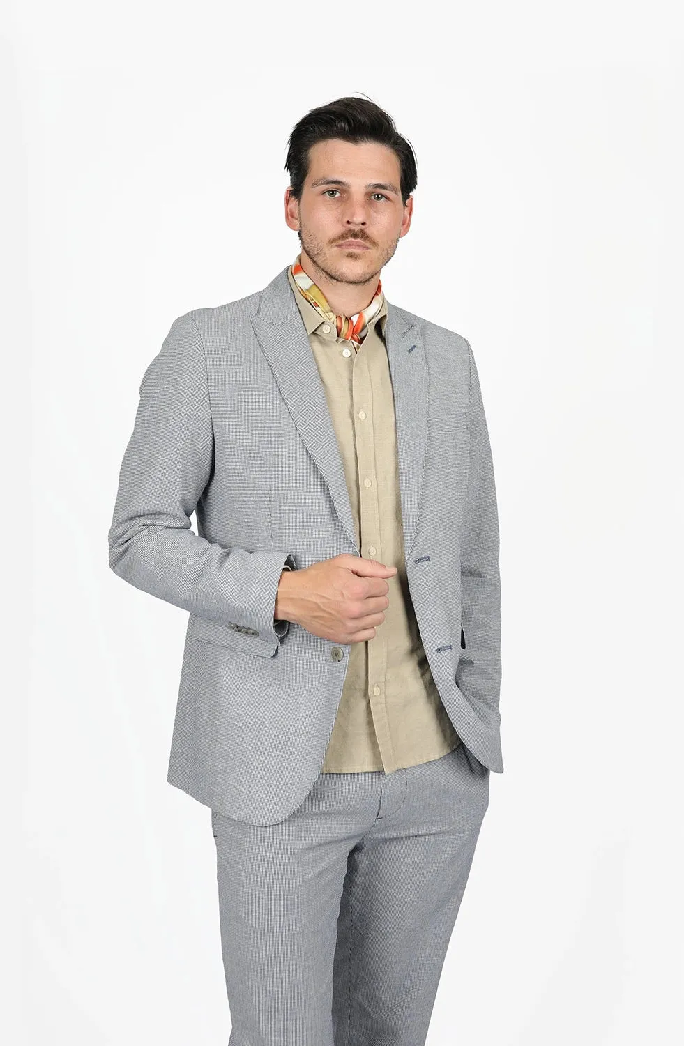 JAMES HARPER LINEN COTTON BLEND HOUNDSTOOTH BLAZER JHJ116