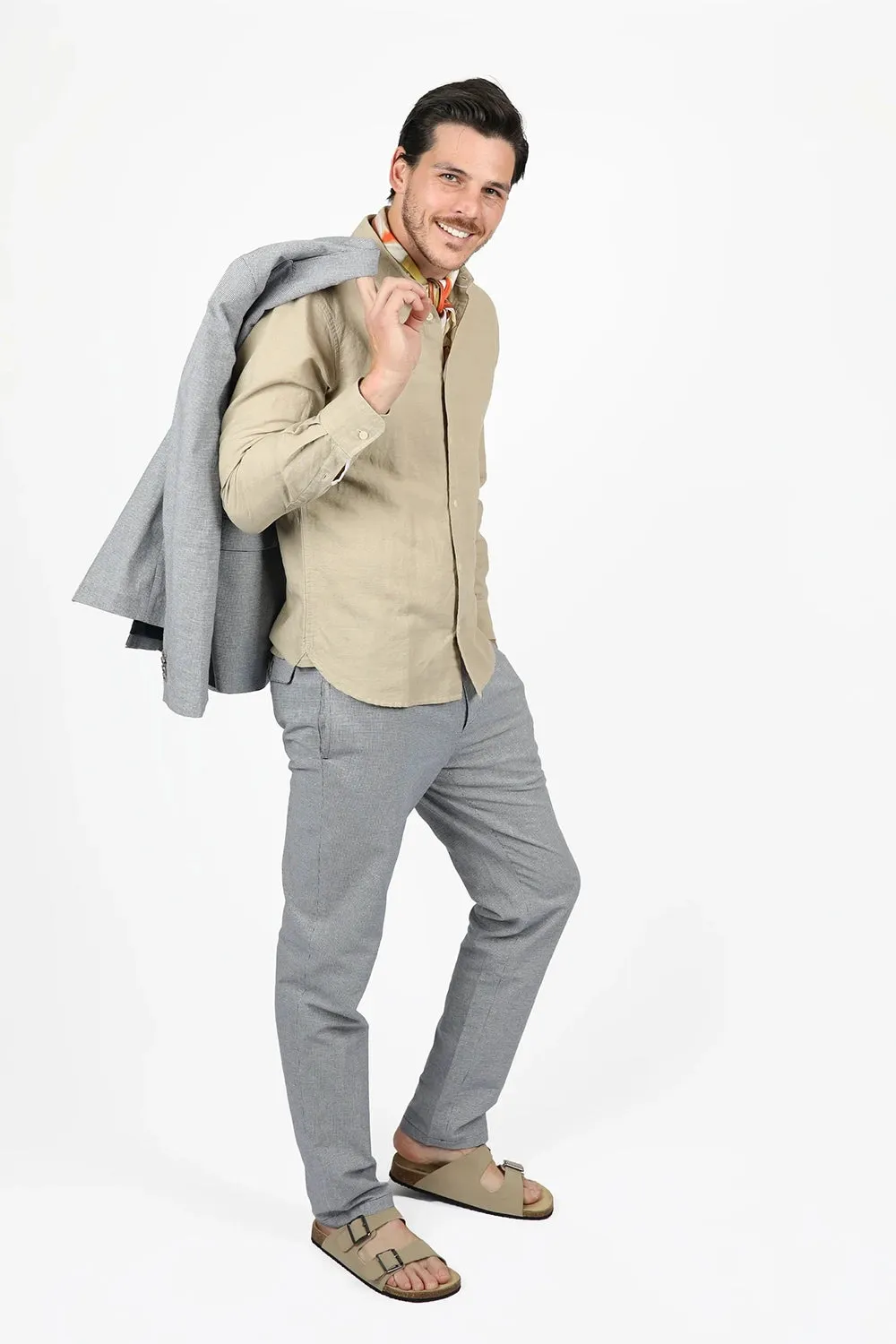 JAMES HARPER LINEN COTTON BLEND HOUNDSTOOTH BLAZER JHJ116