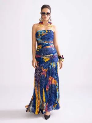 Jennifer blue micro pleat dress