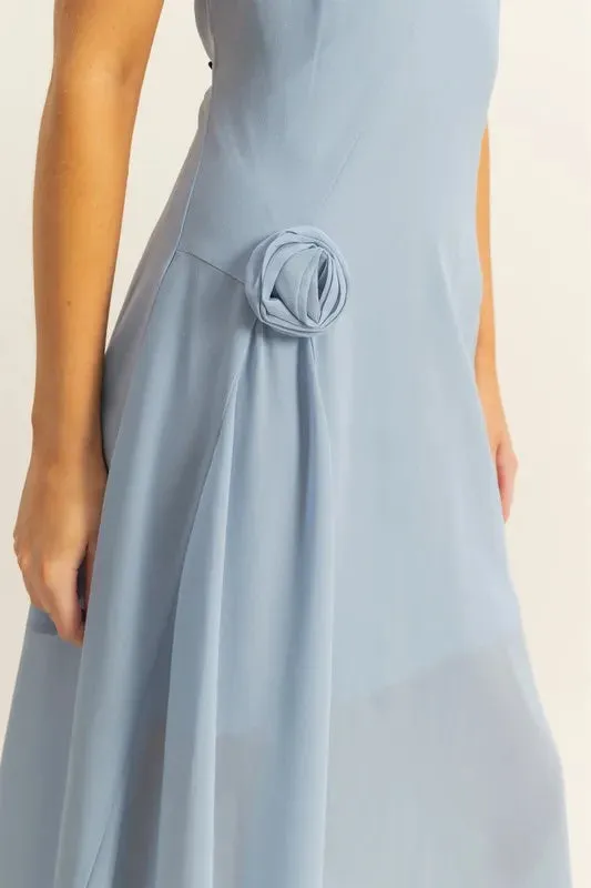 Joni Midi Dress - Dusty Blue