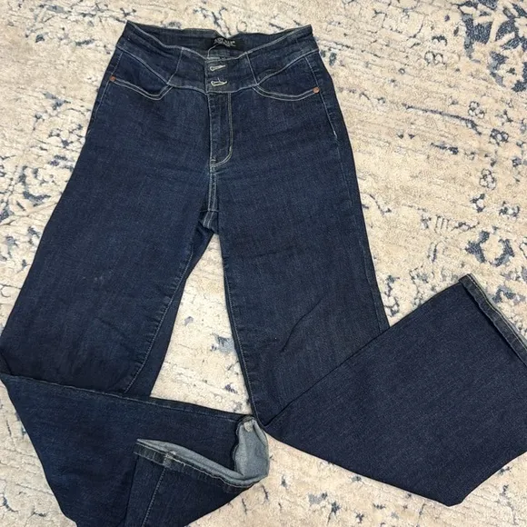 Judy Blue Tummy Control High Waisted Women's Dark Blue Flare Jeans-