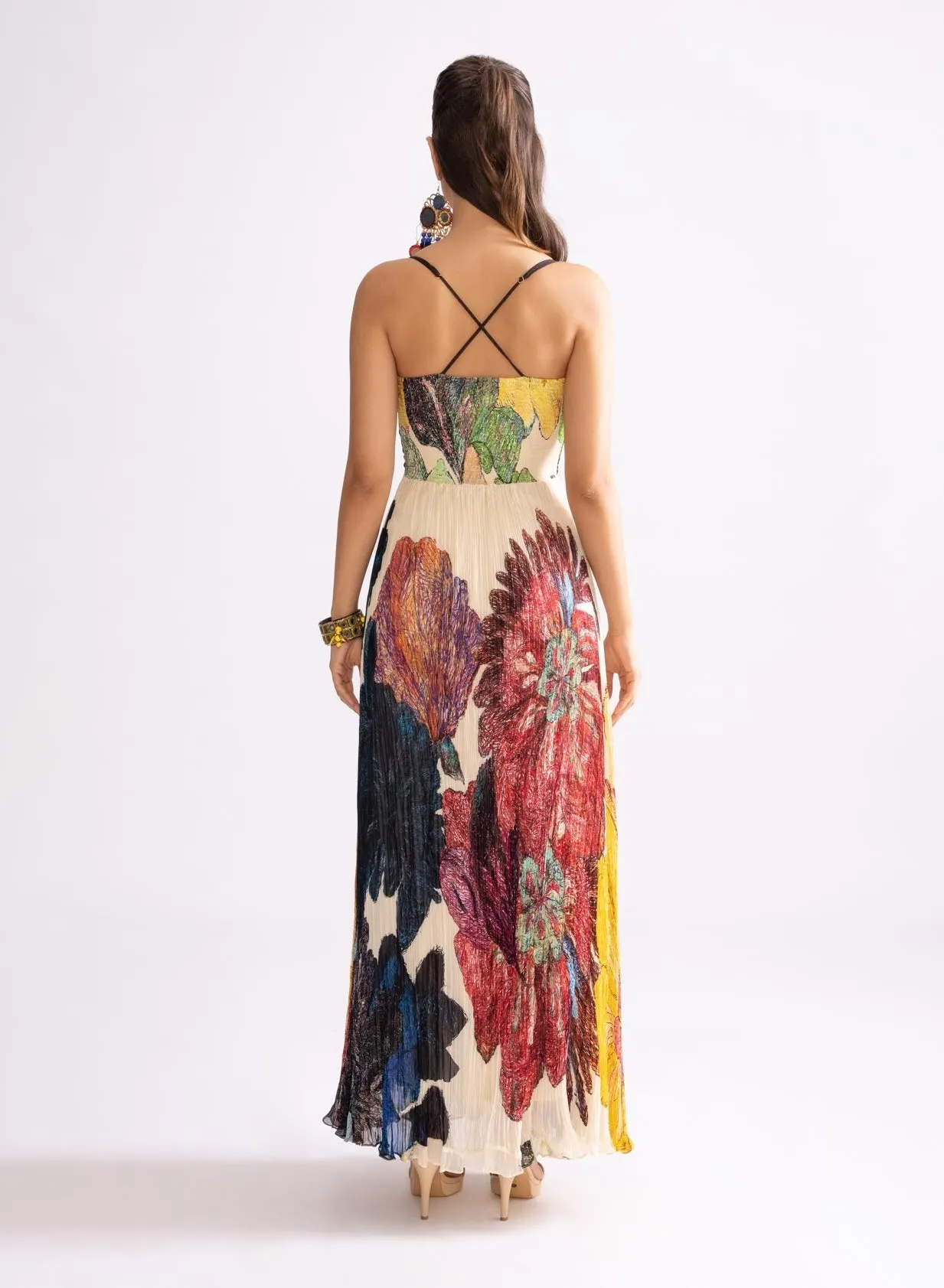 Kiara hand micro pleat maxi dress