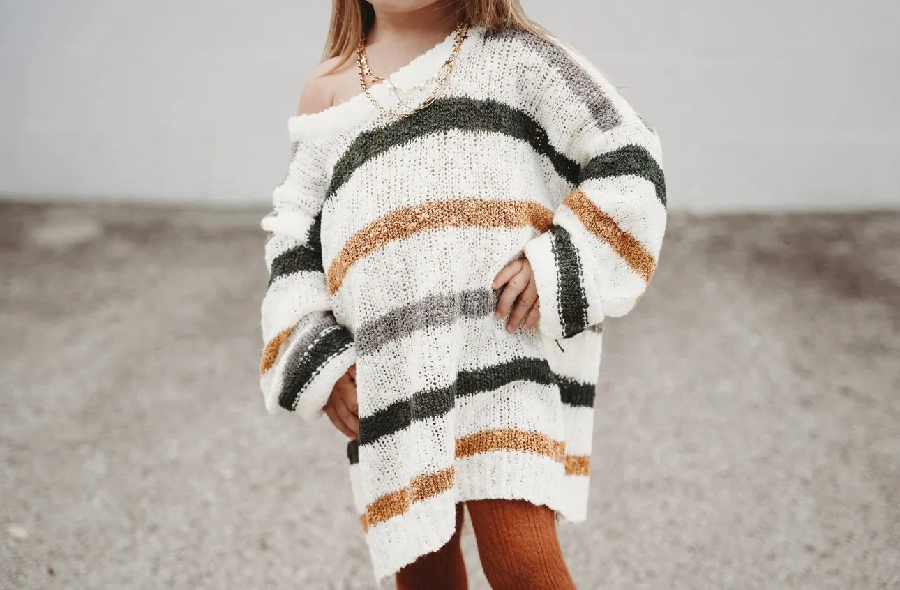 knit stripe top/dress - green