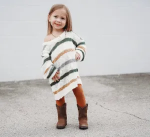 knit stripe top/dress - green