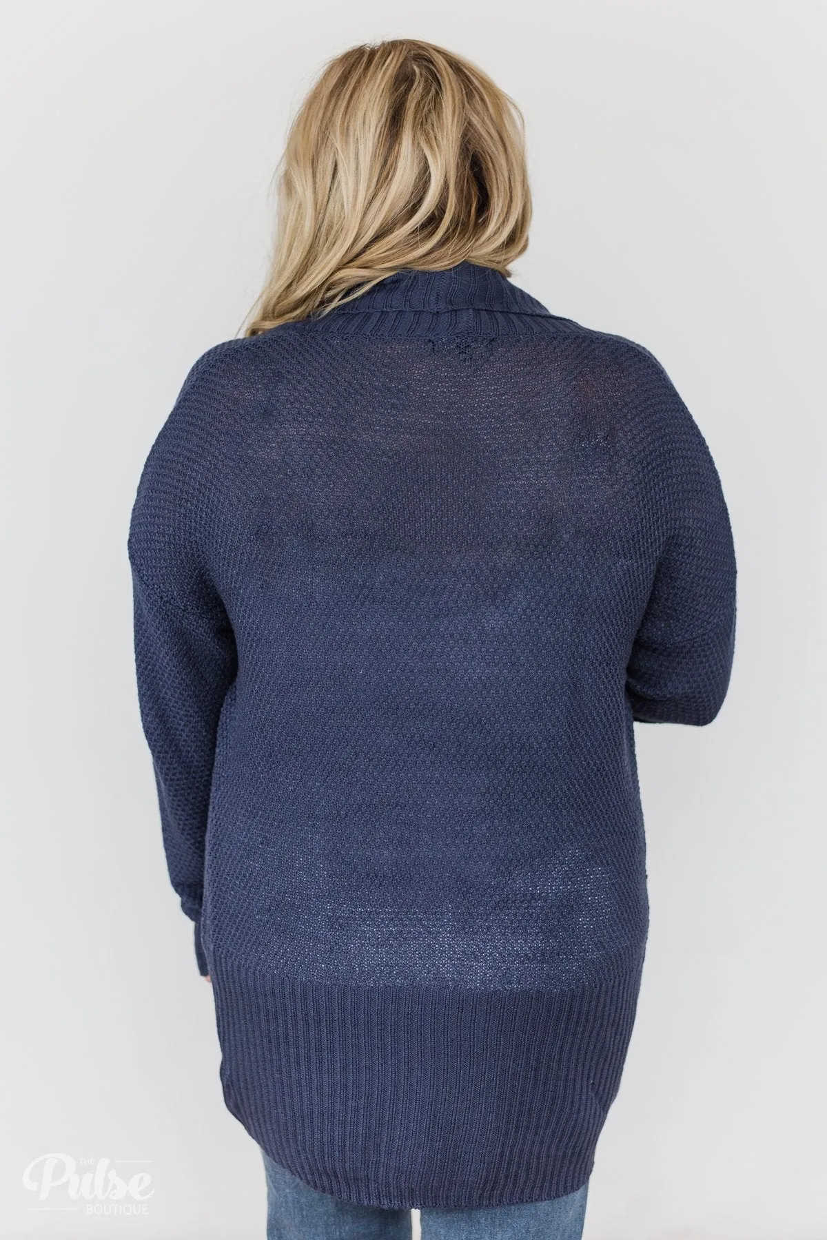 Knitted Drape Cardigan - Navy