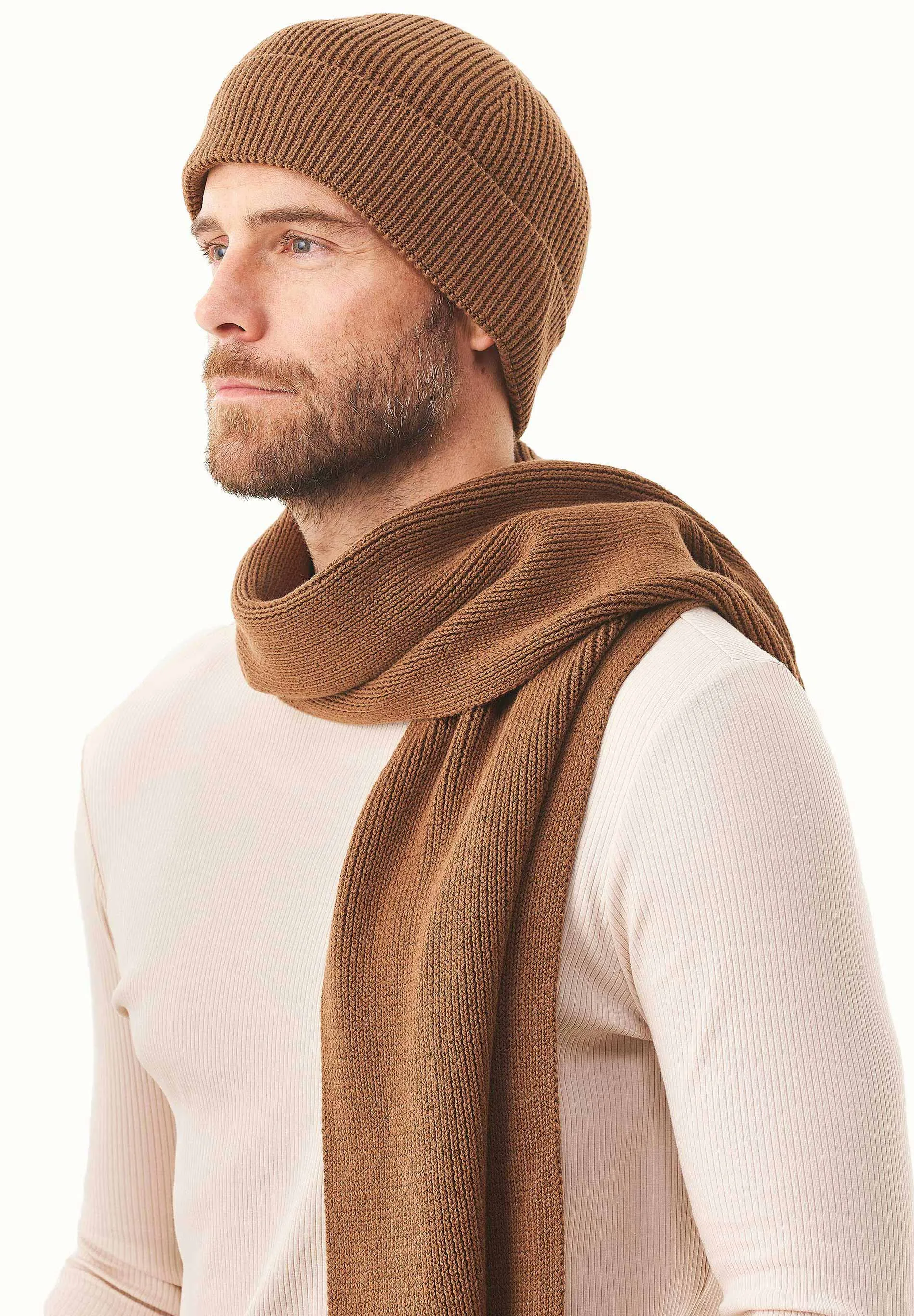 Knitted Organic Cotton Beanie Camel