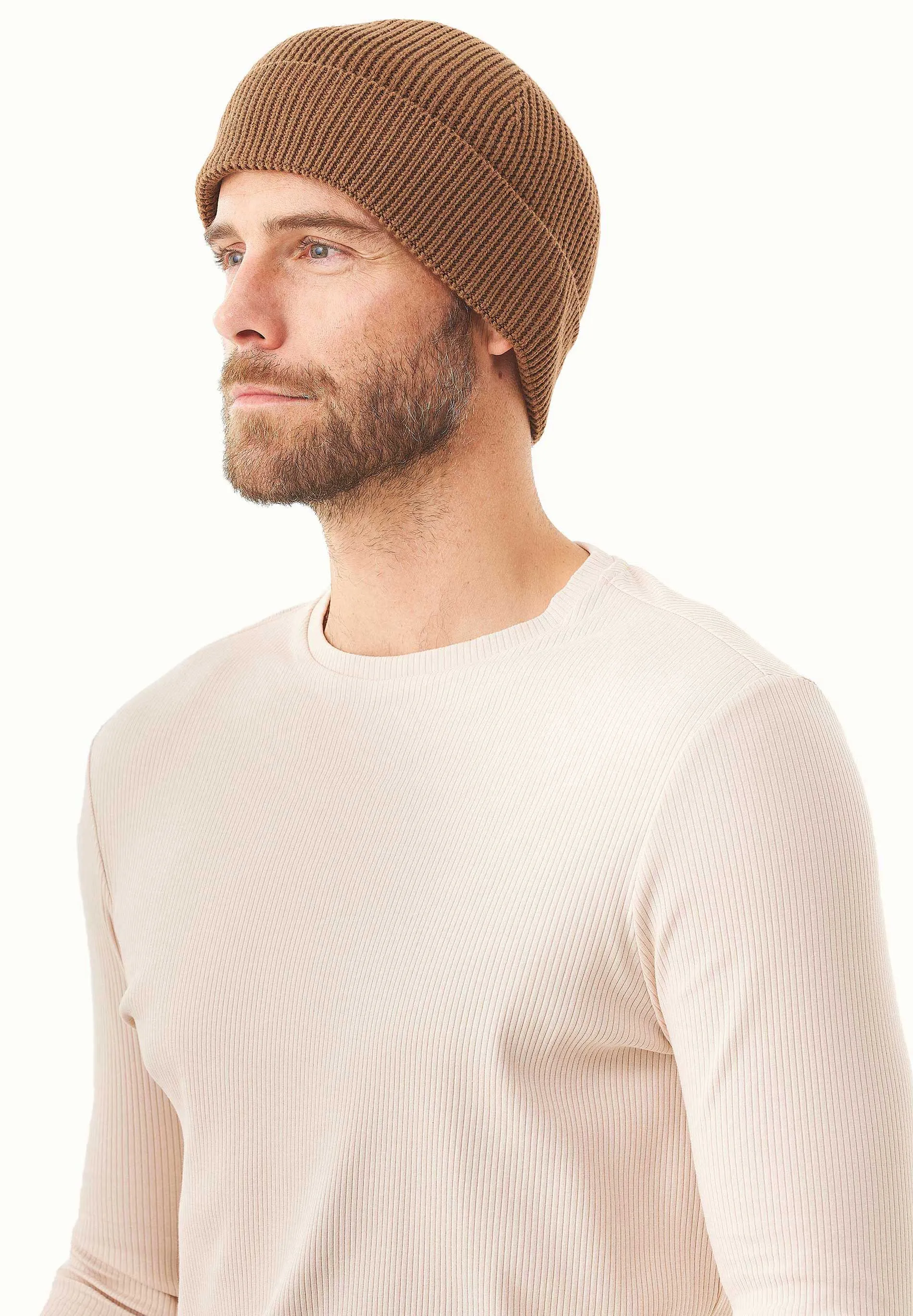 Knitted Organic Cotton Beanie Camel