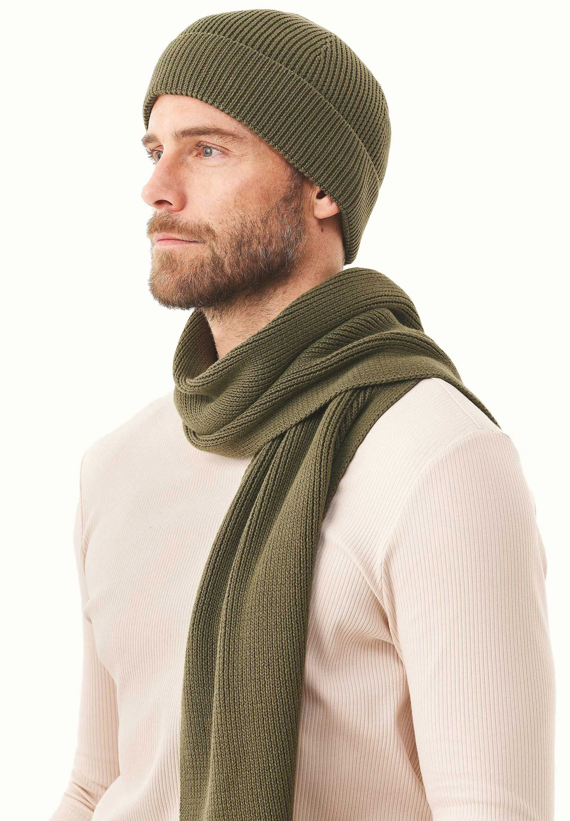 Knitted Organic Cotton Beanie Military Olive