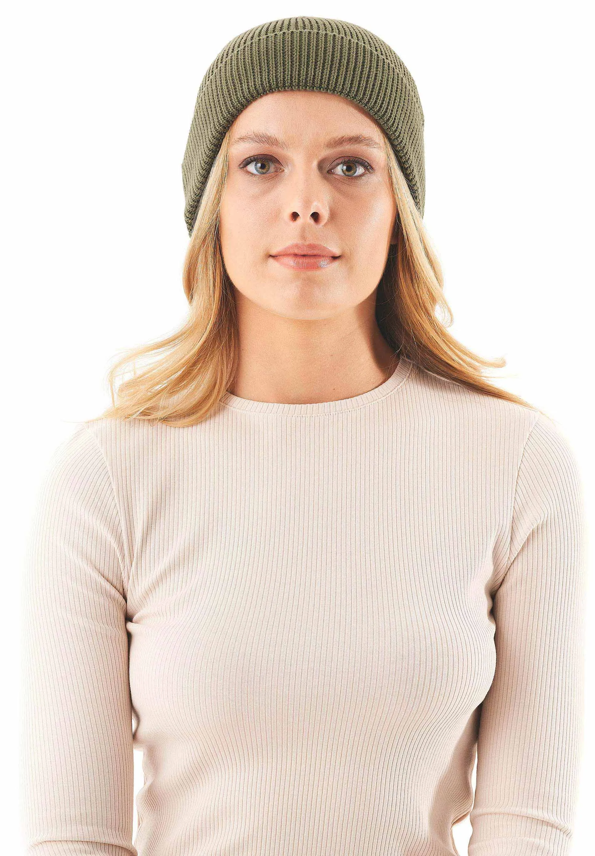 Knitted Organic Cotton Beanie Military Olive