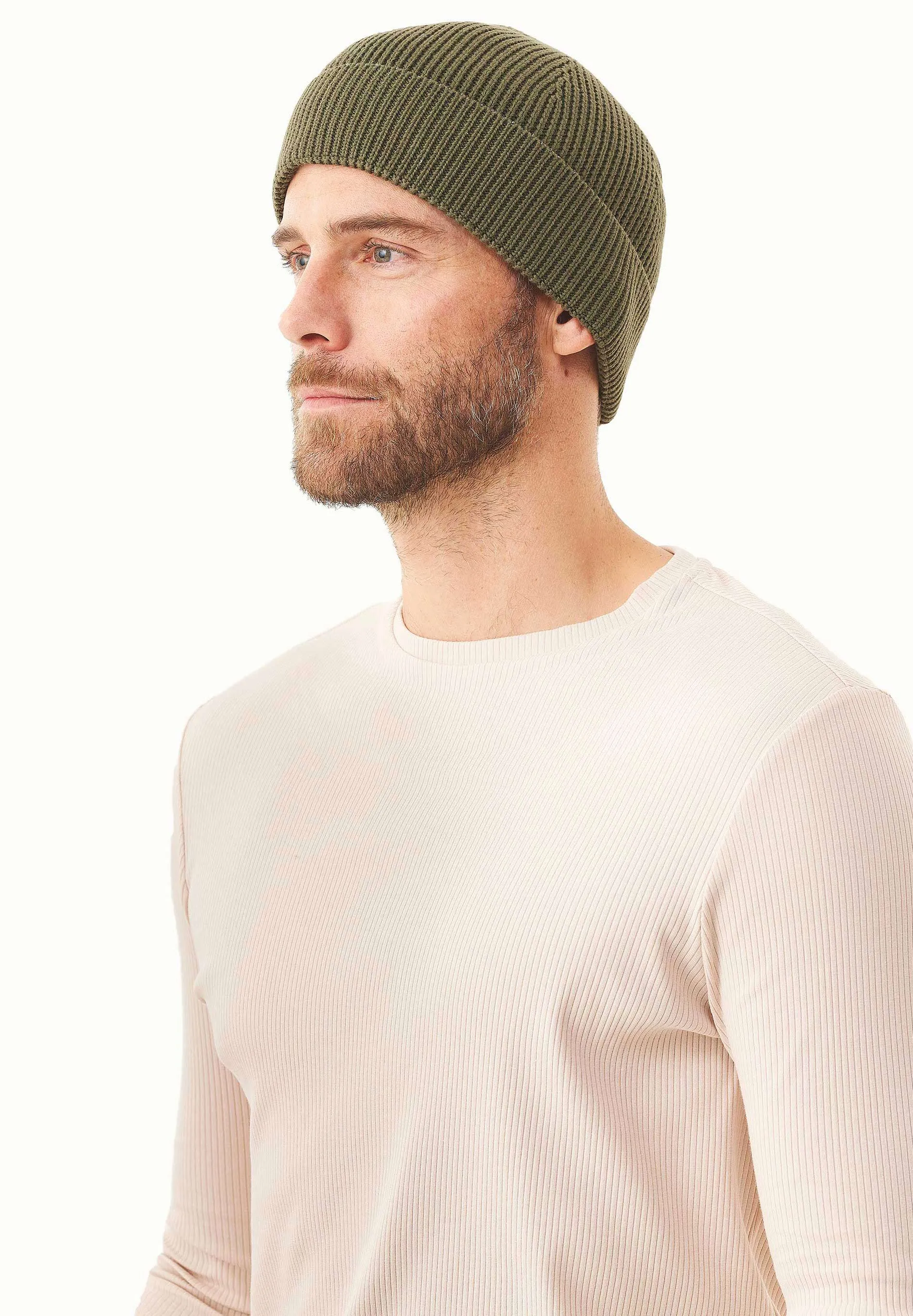 Knitted Organic Cotton Beanie Military Olive