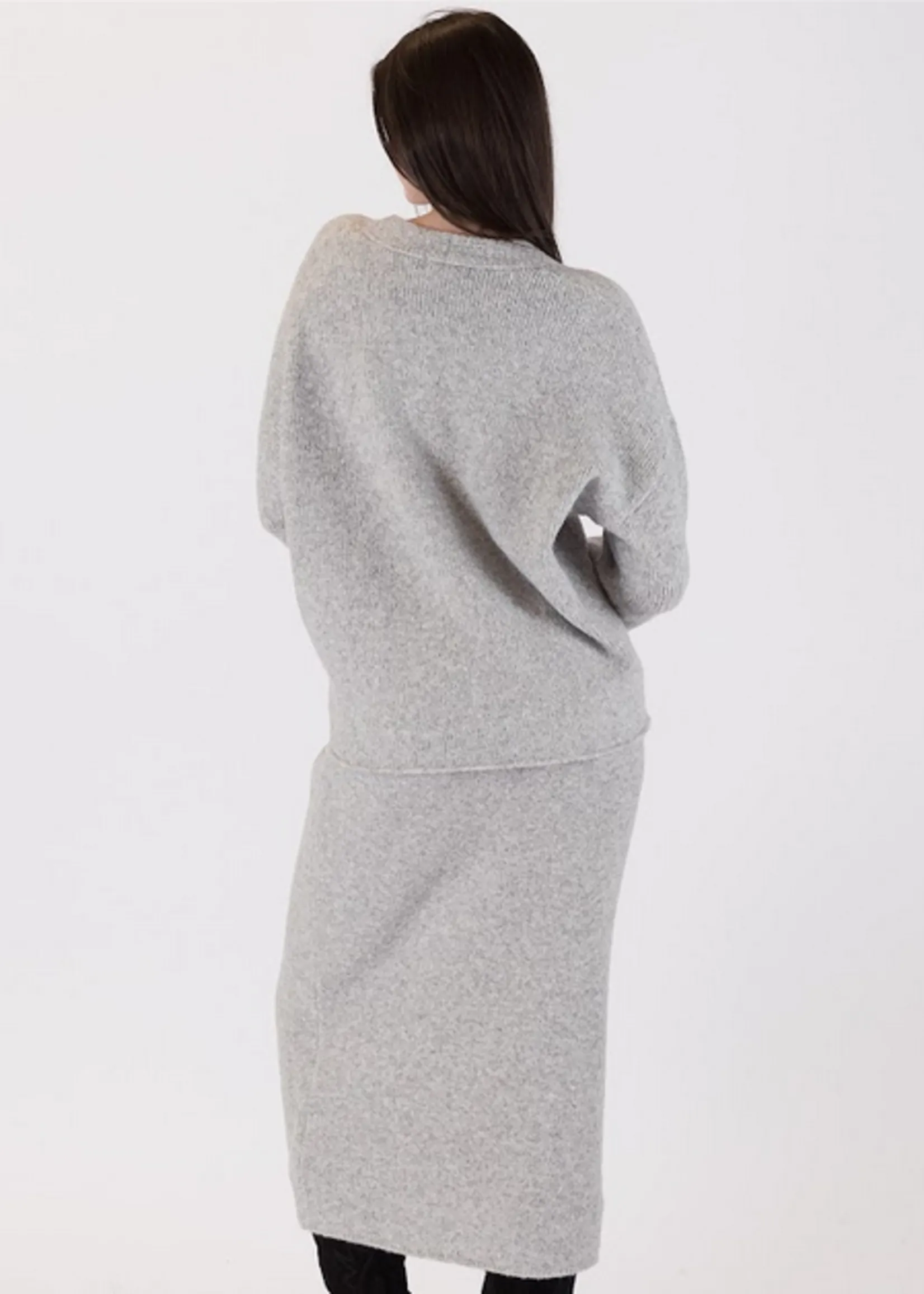 Knox Knit Straight Skirt In Light Grey