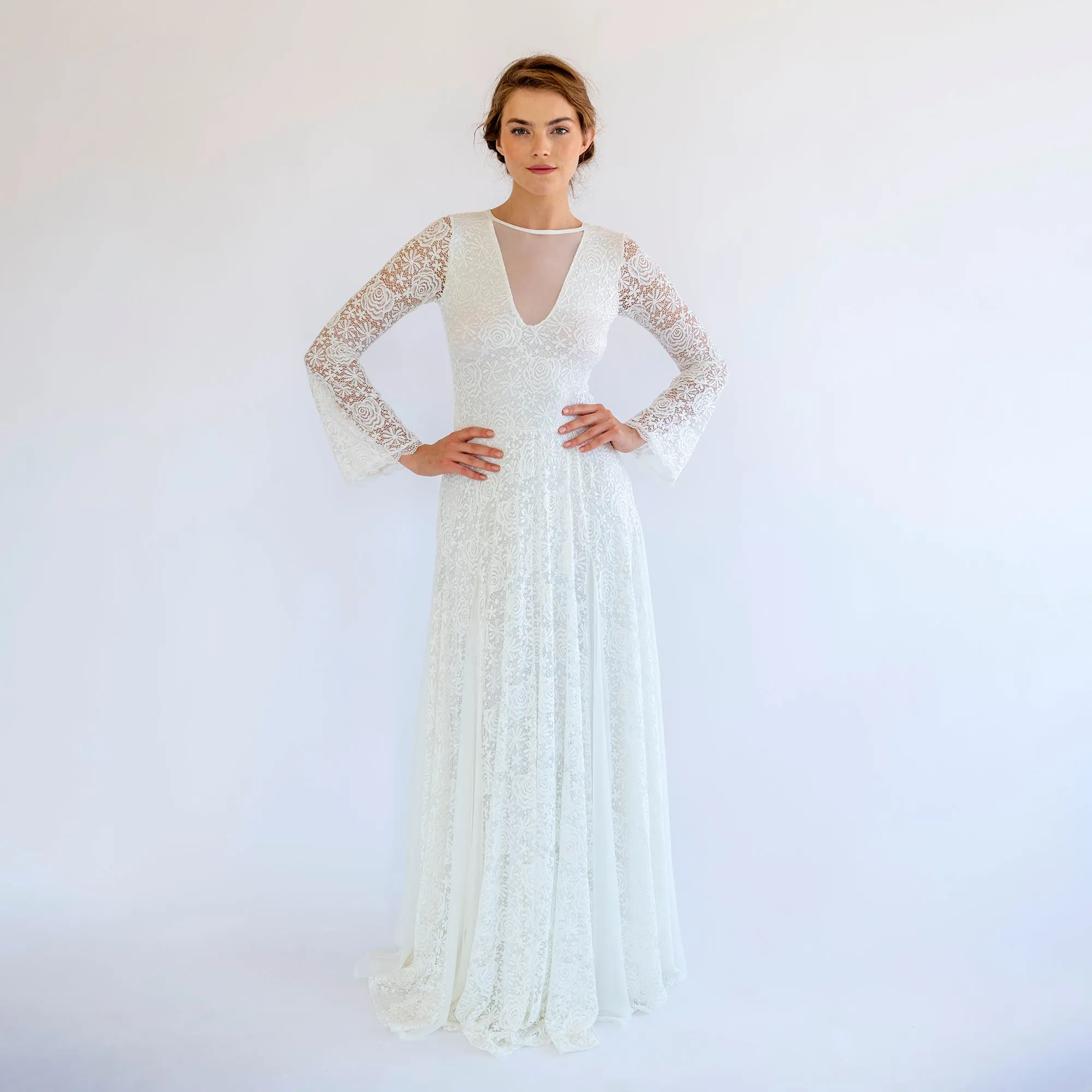 Lace and Chiffon Mesh Dress #1487