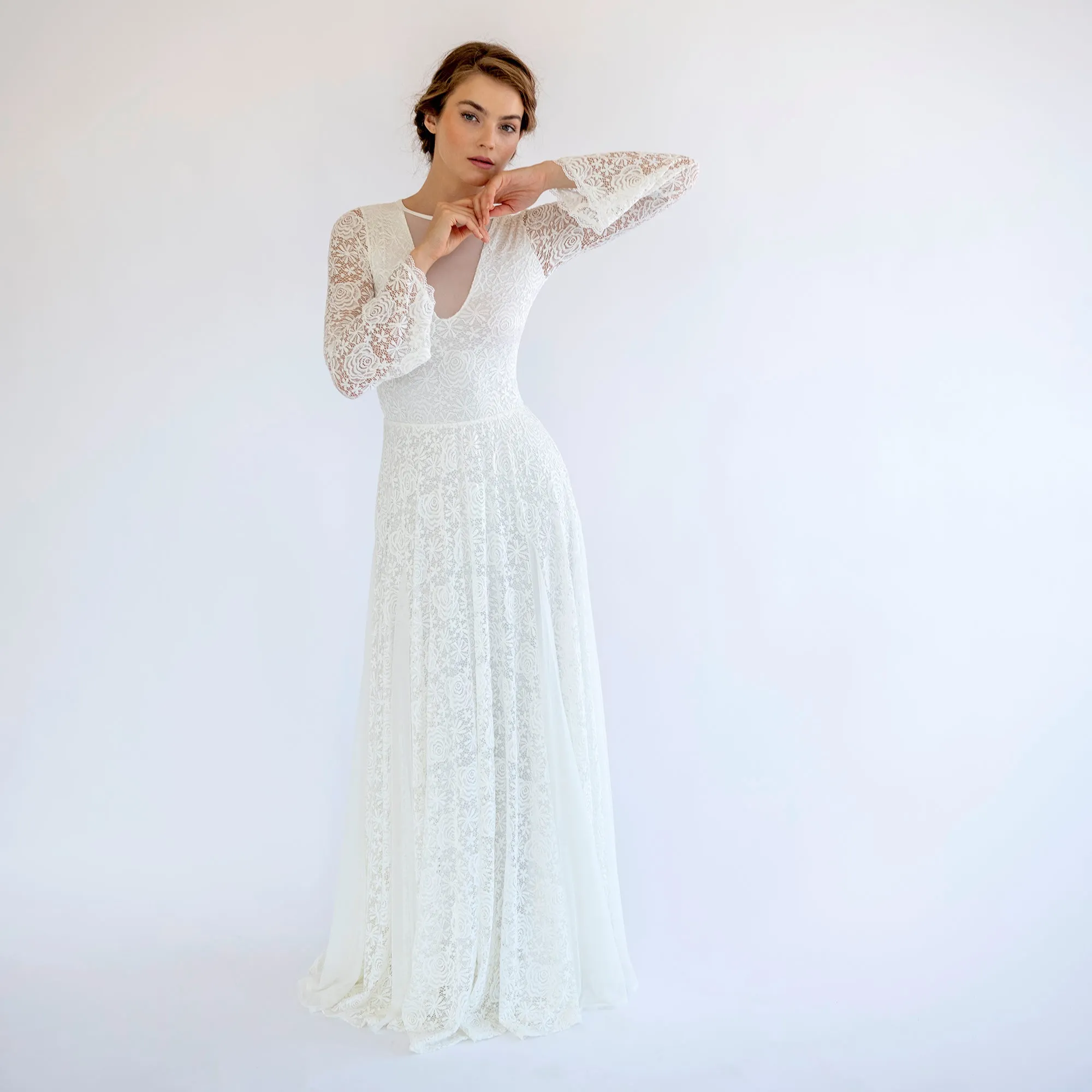 Lace and Chiffon Mesh Dress #1487