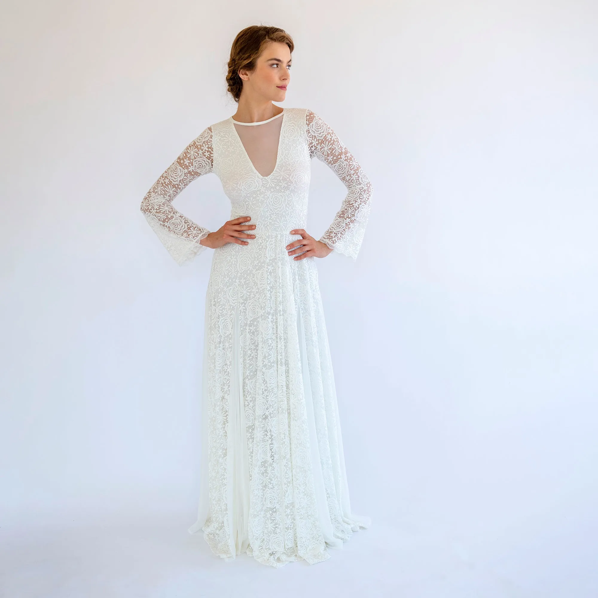 Lace and Chiffon Mesh Dress #1487