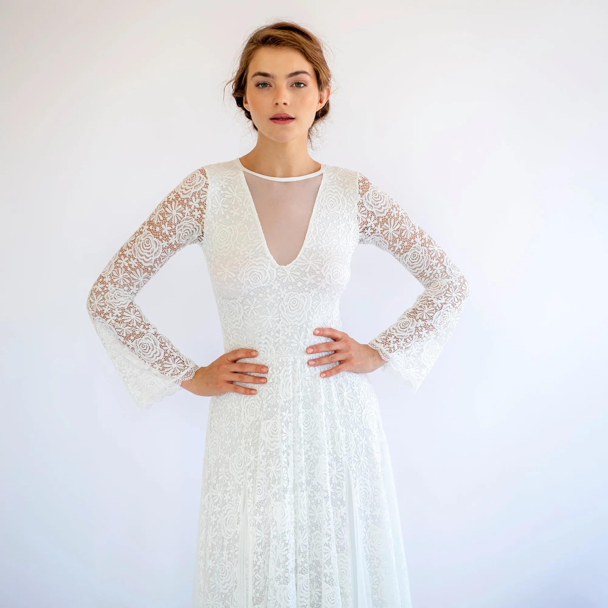Lace and Chiffon Mesh Dress #1487