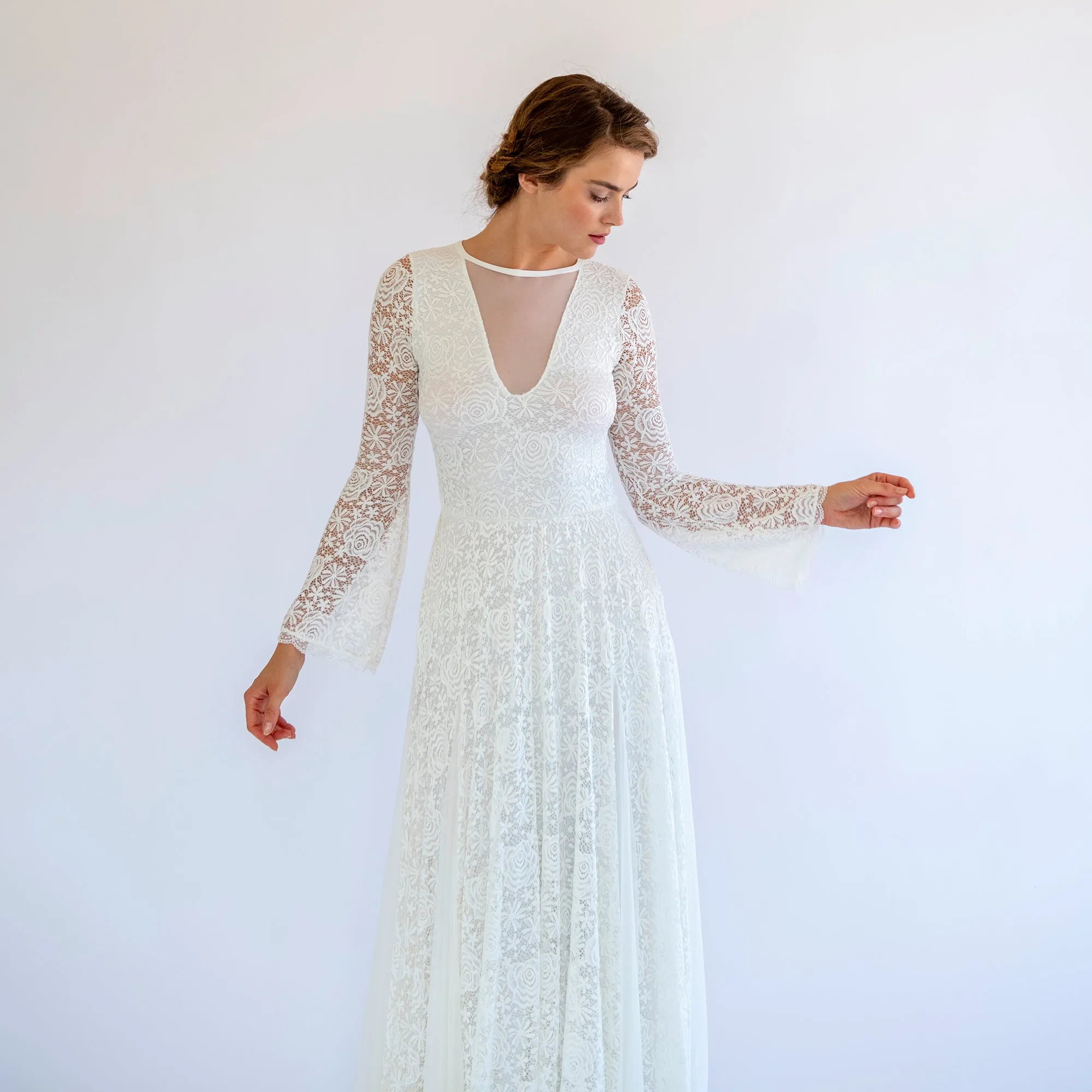 Lace and Chiffon Mesh Dress #1487