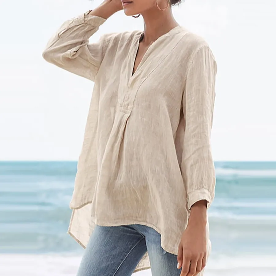 Ladies Casual Simple Style Cotton Linen Shirt