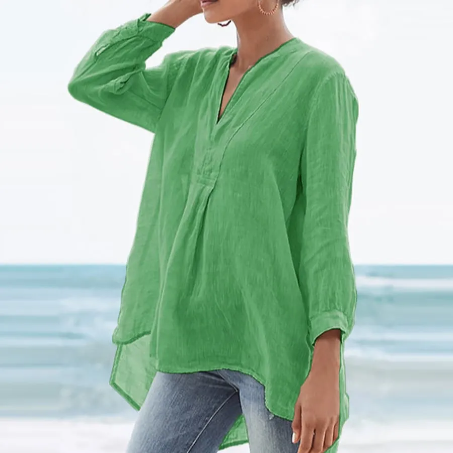 Ladies Casual Simple Style Cotton Linen Shirt