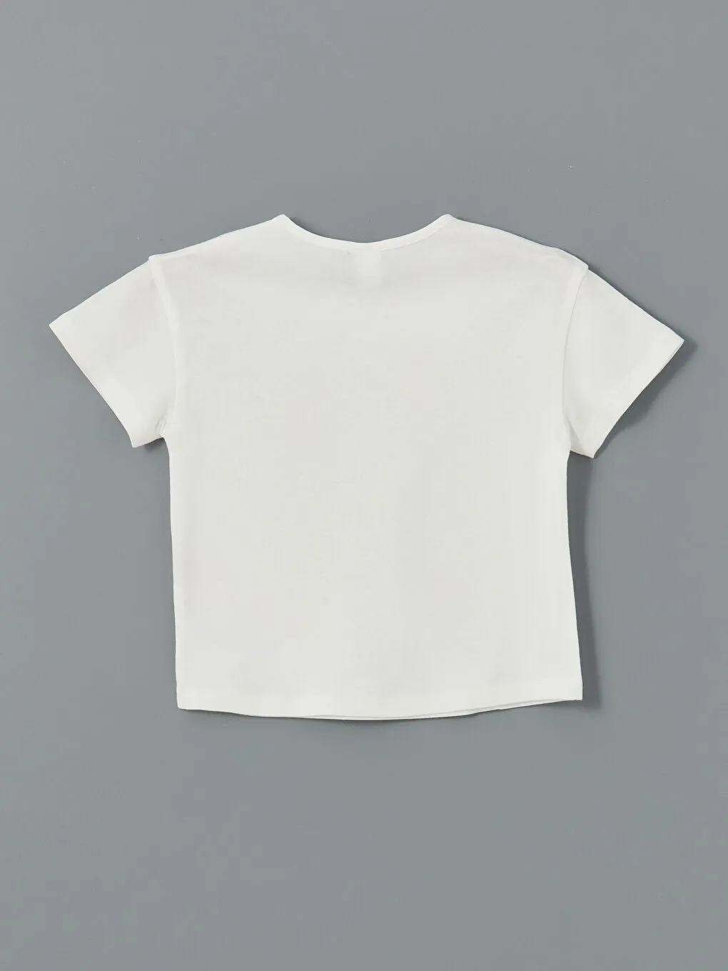 LCW Kids Ecru Crew Neck Printed Combed Cotton Girls T-Shirt