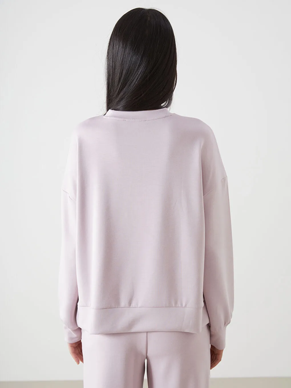 LCW Vision Anthracite Crew Neck Oversize Women Sweatshirt