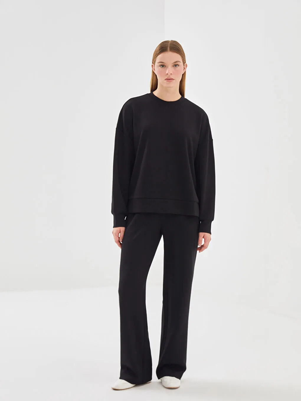 LCW Vision Anthracite Crew Neck Oversize Women Sweatshirt