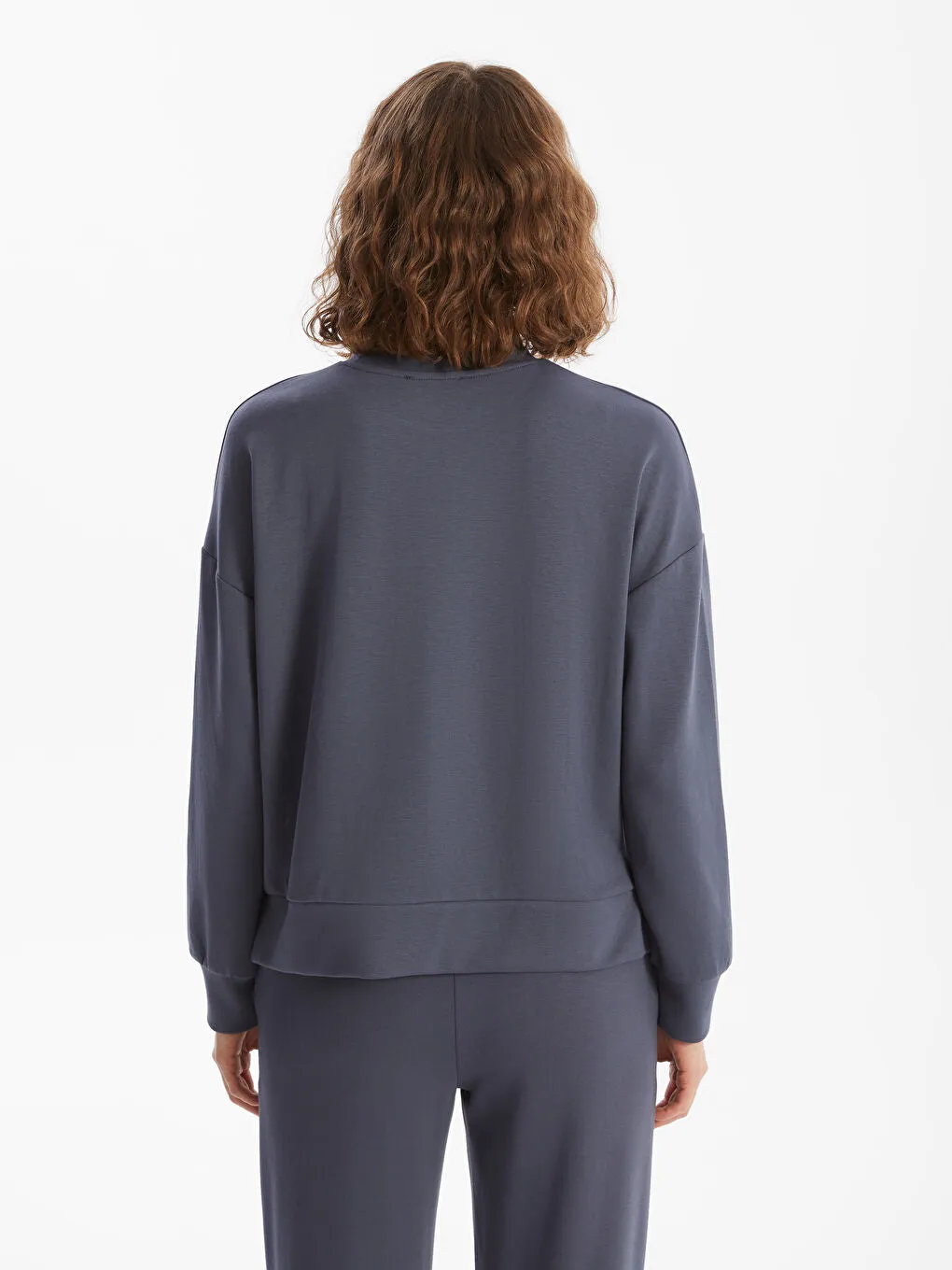LCW Vision Anthracite Crew Neck Oversize Women Sweatshirt