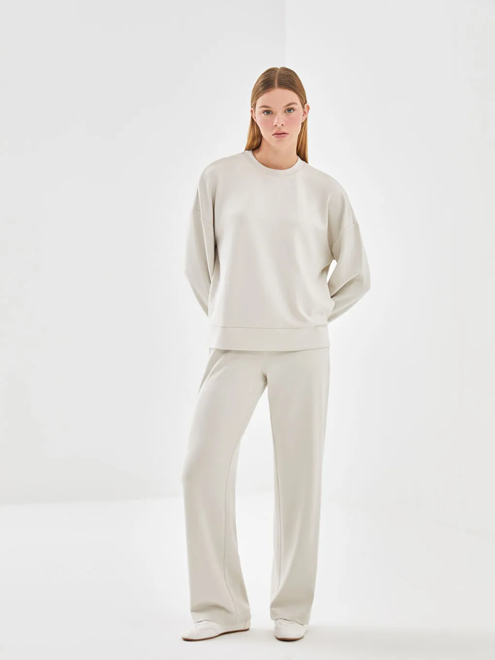 LCW Vision Anthracite Crew Neck Oversize Women Sweatshirt