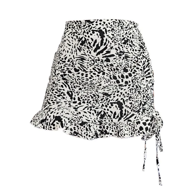 Leopard Print High Waist Ruffled Mini Skirt