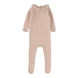 Lilette Knit Collar Ruffle Footie - Soft Pink