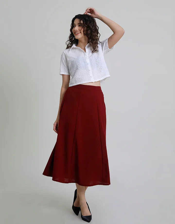 Linen A- Line Skirt with Side Pockets