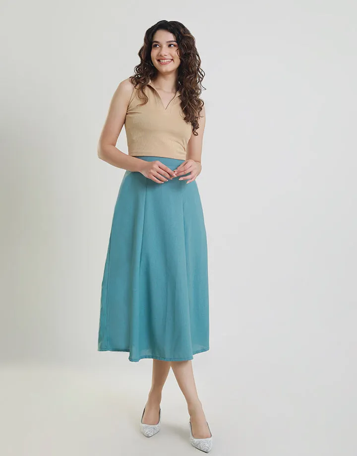 Linen A- Line Skirt with Side Pockets