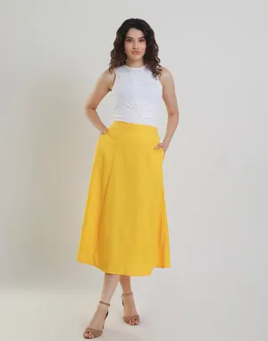 Linen A- Line Skirt with Side Pockets