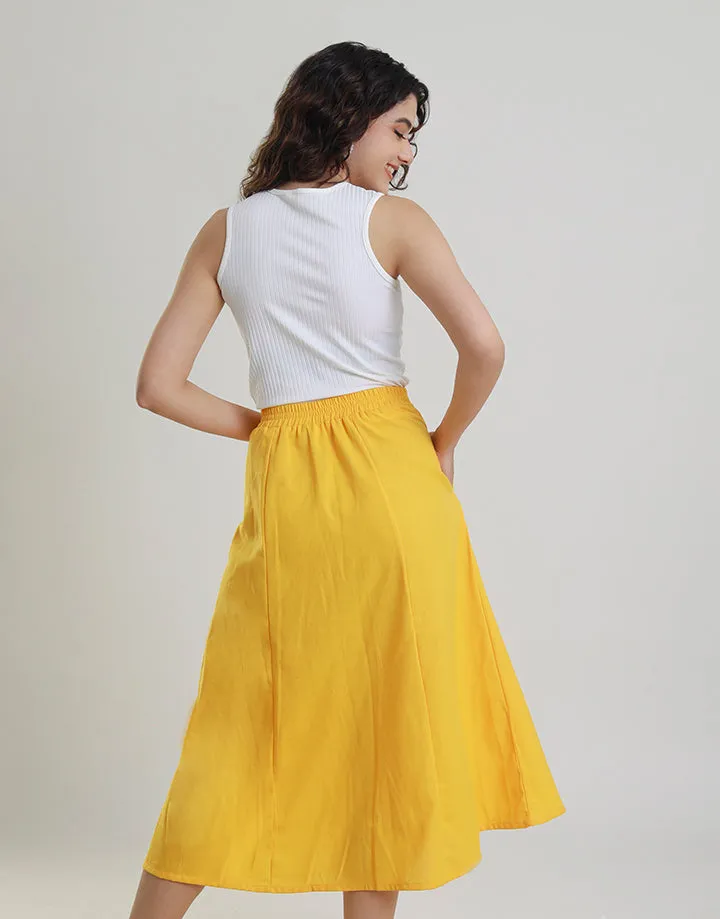 Linen A- Line Skirt with Side Pockets